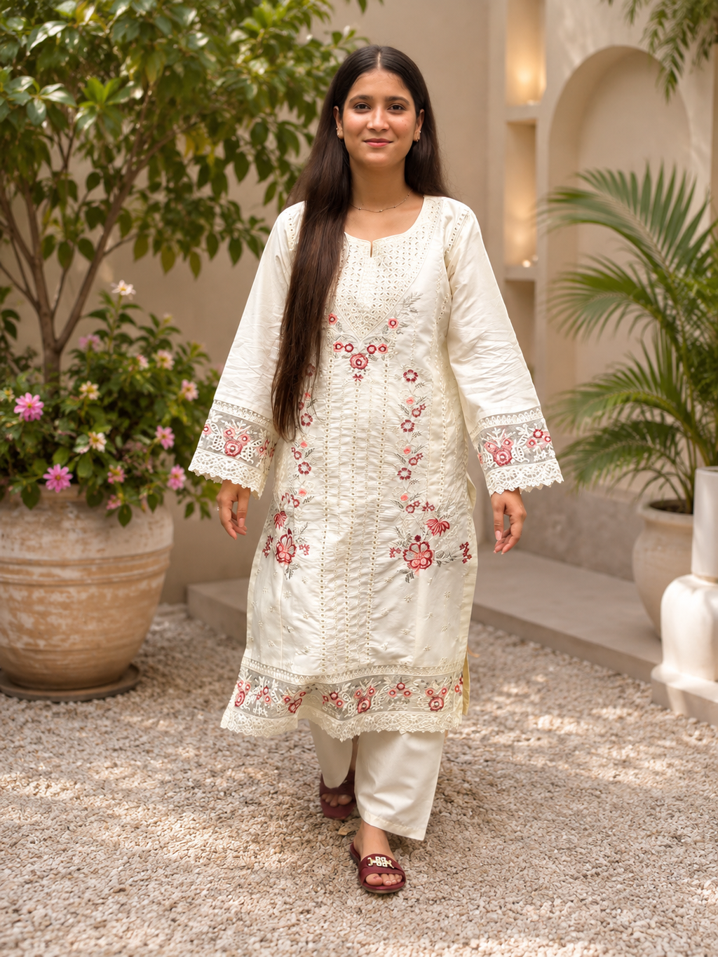 Ivory Bloom – Embroidered Lawn 2PC