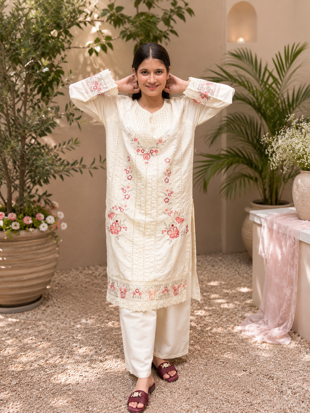 Ivory Bloom – Embroidered Lawn 2PC